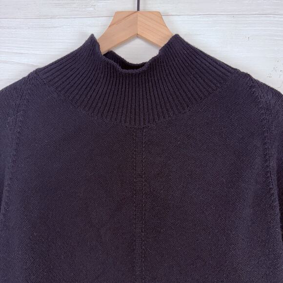 Anthropologie Maeve Oversized Tunic Sweater Medium Black Mock Neck Cozy Classic - Picture 4 of 16